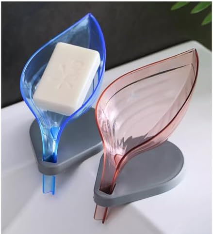 FABEILAI Leaf Shape Soap Holder with Suction Cup Self Draining and Easy Clean