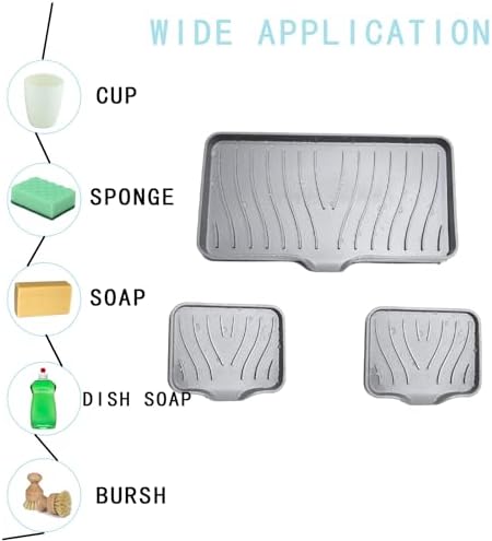 3 Pcs Silicone Soap Dish Set for Bathroom Kitchen Sink
