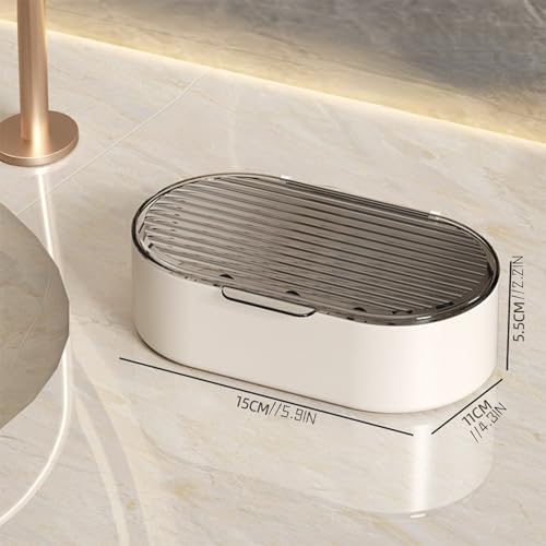 Elegant Grey Soap Dish with Drain and Lid 1