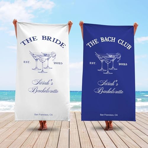 Personalized Bridesmaid Beach Towel with Name Location