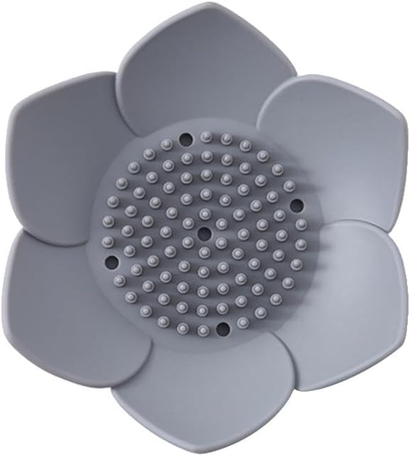 Cabilock Flower Shape Silicone Soap Dish Drain Tray Holder