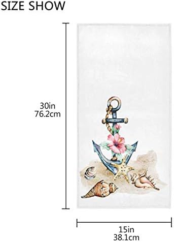 Exnundod Beach Towel with Starfish and Anchor Design 1