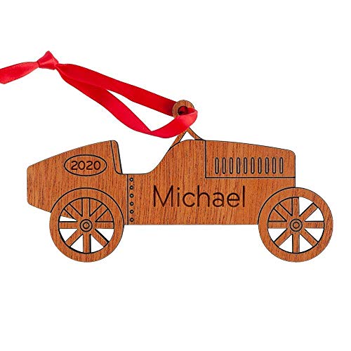 Race Car Ornament Personalized Babys First Christmas 2024 Wood Handmade