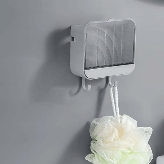 Simple Wall Mounted Soap Box with Drainage and Lid White
