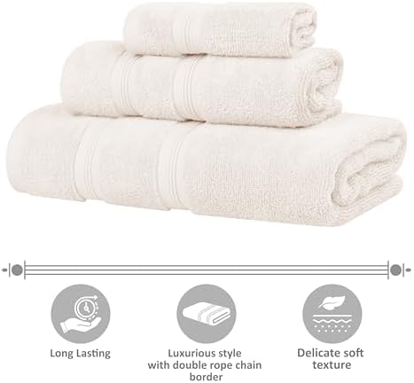 Superior 12-Piece Cotton Towel Set Ivory 1