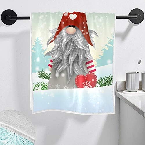 Exnundod Cute Gnomes Hand Towel Winter Snowflake Cotton Bath Towel