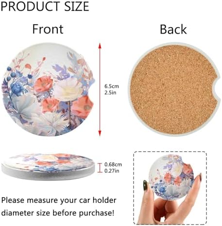 Takiito Floral Car Cup Holder Coasters 2 Pack