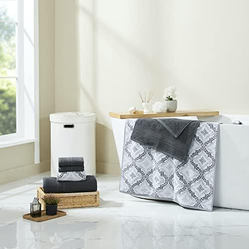 Modern Threads Capri 6-Piece Reversible Yarn Dyed Jacquard Towel Set - Coal
