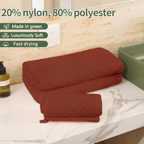 ANNEXLAB Luxury Microfiber Towel Set 6 Piece Rose Red