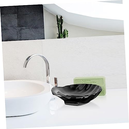 HOLIDYOYO Seashell Soap Dish Black Acrylic Bar Soap Holder