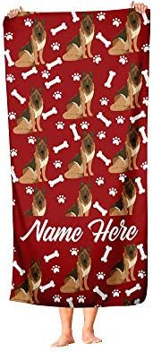 Personalized Brown German Shepherd Beach Bath Towel - Large Medium