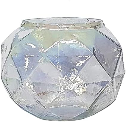 Large Iridescent Glass Votive Holder Clear Transitional