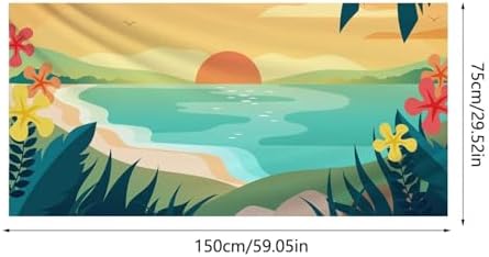 Beach Towel Microfiber with Sun and Sunset Pattern
