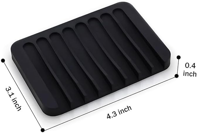 Silicone Soap Dish with Drainage and Raised Ridges Grey
