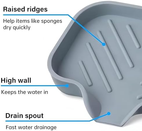 Silicone Soap Dish with Drain 1 Pcs Grey