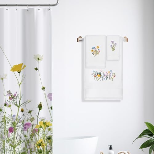 Moukeren 3 Pcs Spring Wildflower Bathroom Towel Set