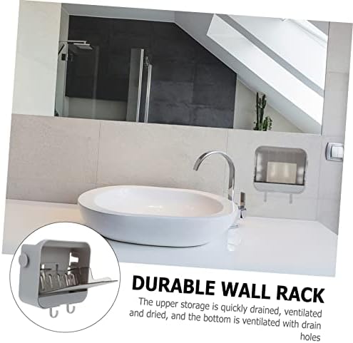 MAGICLULU 2 Hook Wall Mount Soap Dish for Bathroom and Kitchen