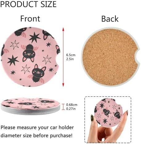 Halloween Bats Car Coasters 2 Pack - Ceramic Cork Base 1