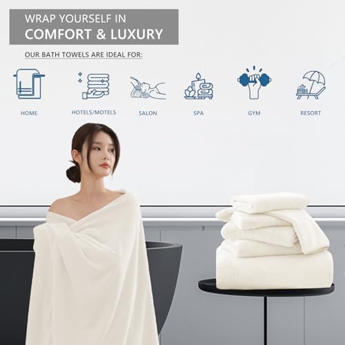 MAGGEA Extra Large Bath Sheet 4 Pack - 35x70 Inch