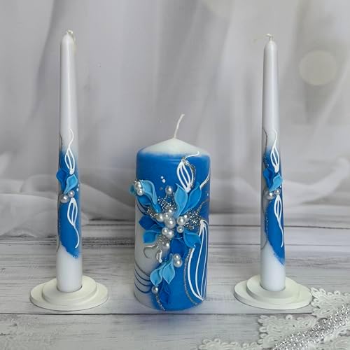 Magik Life Unity Candle Set - 6 Pillar 2x10 Taper Candles - Royal Blue