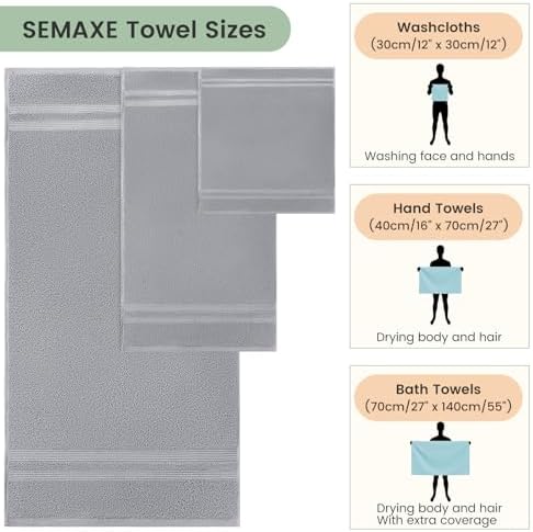 SEMAXE Grey 6-Piece Towel Set - 100 Organic Cotton