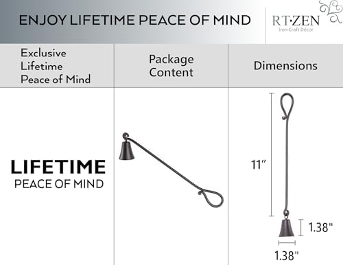 RTZEN Rustic Bell Candle Snuffer - Unique Black Matte Wrought Iron