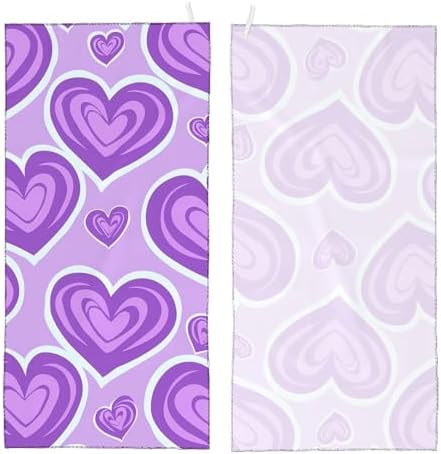 Cute Purple Heart Fluffy Oversized Beach Towel 32x64 Inch