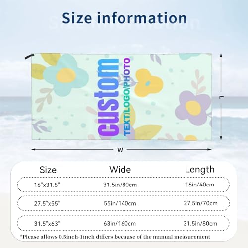 WOTYAPA Custom Beach Towels with Packaging Bag