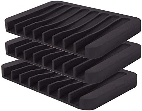 Flexible Silicone Soap Dish with Drainage - Black