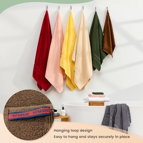 SEMAXE 6-Piece Towel Set Cafe Brown 600GSM 100 Cotton