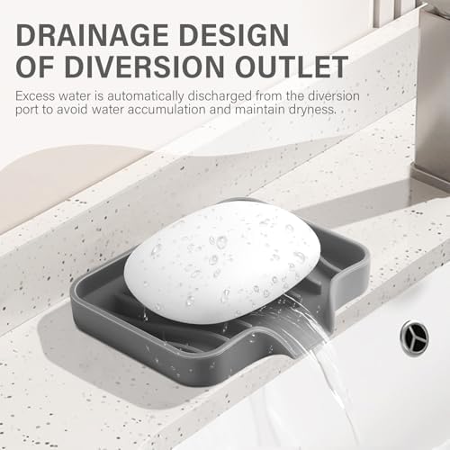 2PCS Self Draining Soap Holder Grey