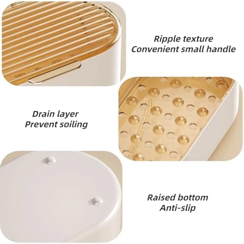 Elegant Grey Soap Dish with Drain and Lid 1