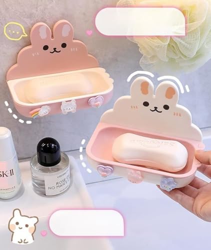 Rabbit Shape Suction Soap Holder for Shower Bathroom Kitchen