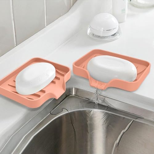 Silicone Soap Dish with Drain Spout 2pcs Black