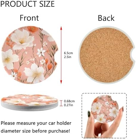 Takiito Flowers Car Cup Holder Coasters 2 Pack