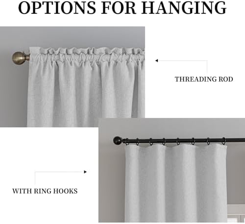 Hugmoom Blackout Linen Curtains 2 Panels Set 96 Inches Long