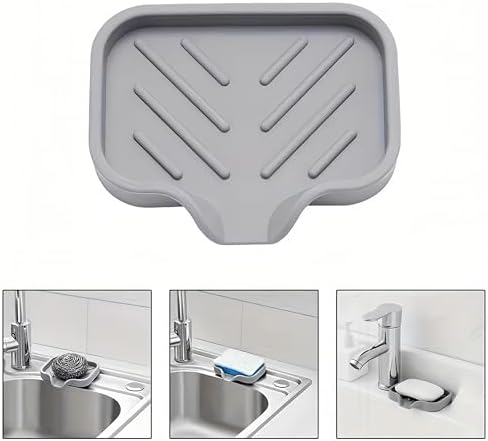 Silicone Soap Dish with Drain 1 Pcs Grey