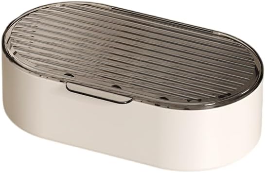 Elegant Grey Soap Dish with Drain and Lid 1