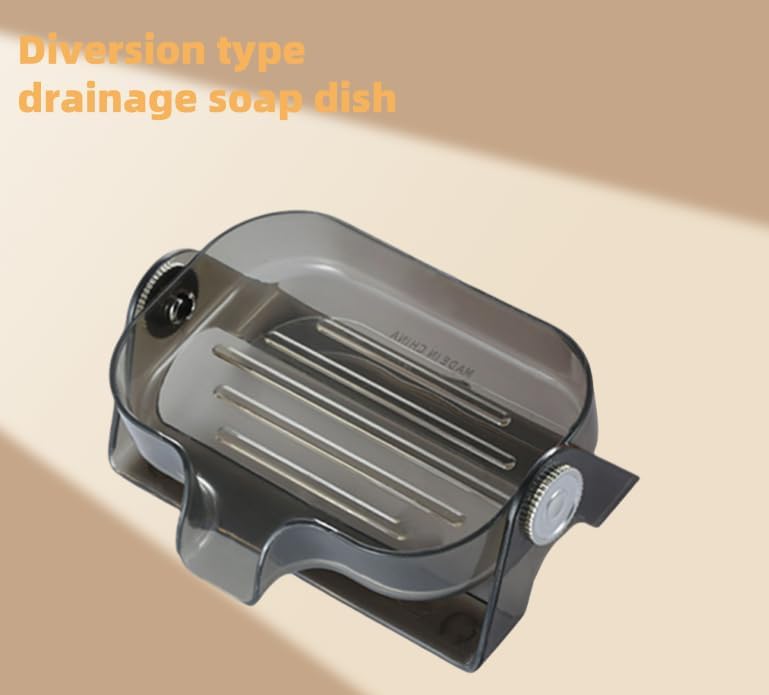 Self-Draining Plastic Soap Dish Holder for Sink and Shower