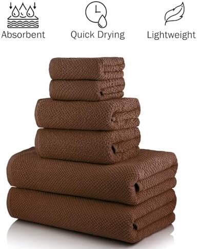 CASA COPENHAGEN Popcorn Textured 6-Piece Towel Set - Toffee Brown