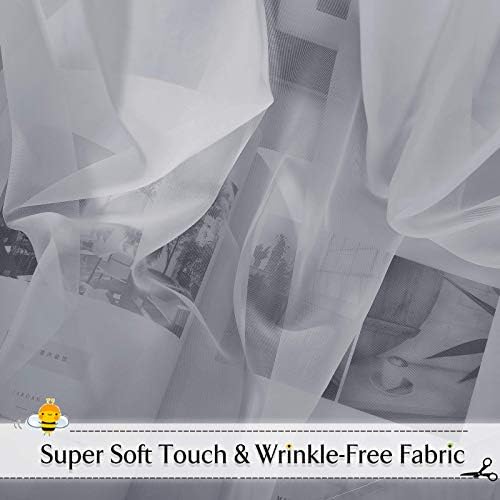 RYB HOME Sheer Curtains Valance 2 Panels 60x216 Inch Dove Grey