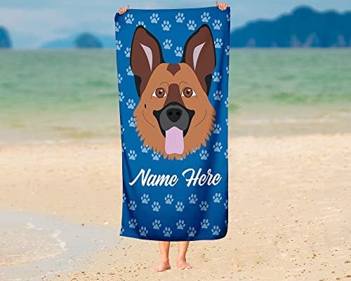 Personalized German Shepherd Beach and Bath Towels - Large Medium