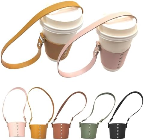 Wengjack Leather Coffee Sleeve Cup Holder Outdoor Portable