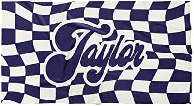 Custom Beach Towel - Retro Checker Print Navy Personalized Pool Swim Travel Blanket
