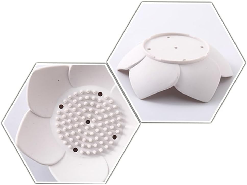 Cabilock Flower Shape Silicone Soap Dish Drain Tray Holder