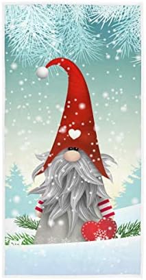 Exnundod Cute Gnomes Hand Towel Winter Snowflake Cotton Bath Towel