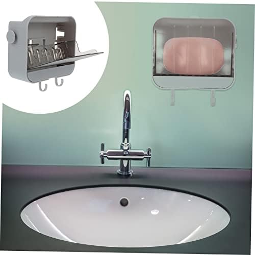 Happyyami 2 Hooks Wall Mount Soap Dish Holder