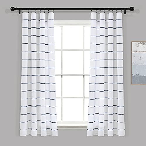 Lush Decor Ombre Stripe Window Curtain Panel Set - Navy