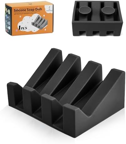 AIXIAOYA Silicone Soap Dish with Drain and Double Suction Cups 1
