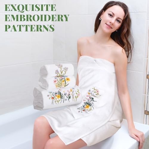 Moukeren 3 Pcs Spring Wildflower Bathroom Towel Set